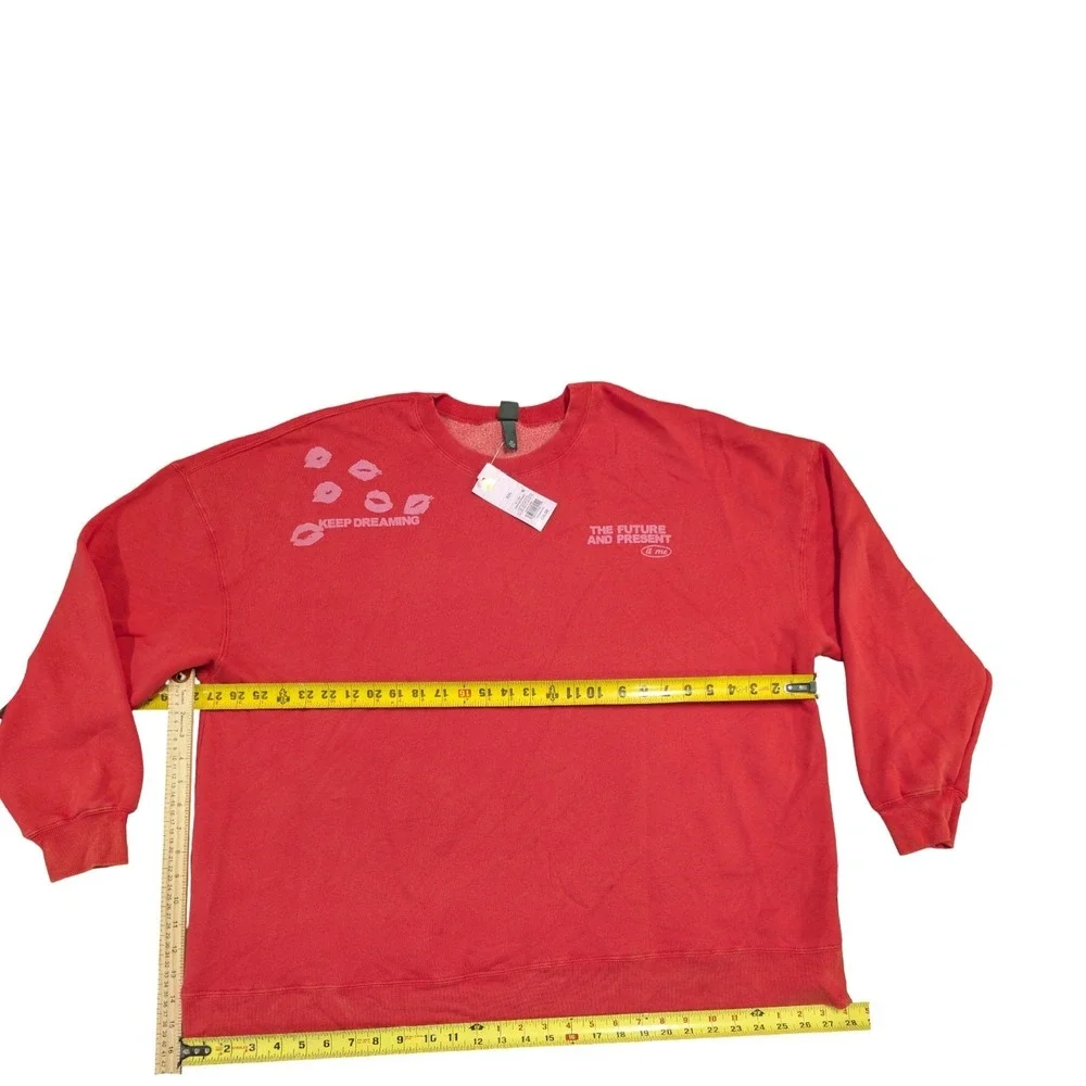 ⭐C3 Wild Fable Distressed/Faded Sweatshirt Red Keep Dreaming Size XXL - Picture 2 of 7